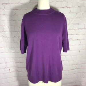 Sag Harbor Purple Mock Turtleneck Short Sleeve Sweater - Size Medium
